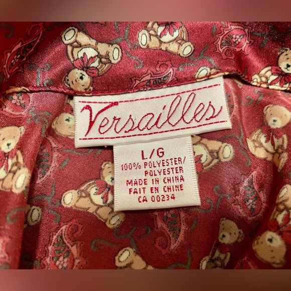 Vintage Versailles satin Teddy Bear Christmas burgundy chemise nightie - Picture 9 of 11